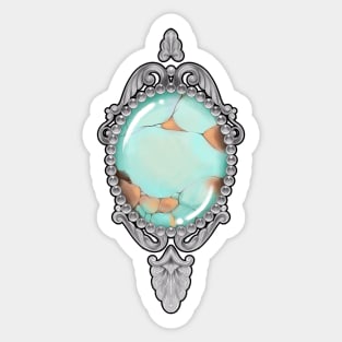 Vintage Turquoise birthstone frame Art Nouveau / version 2 Sticker